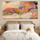 Water Serpents II by Gustav Klimt — single-panel canvas in a bedroom