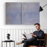Waterloo Bridge. Effect of Fog by Claude Monet - two-panel canvas displayed in a reading room