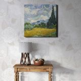 Wheat Field with Cypresses by Vincent van Gogh — room mockup view 1