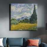 Wheat Field with Cypresses by Vincent van Gogh — room mockup view 3