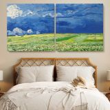 Wheatfield under Thunderclouds by Vincent van Gogh — single-panel canvas in a bedroom