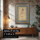 Whirling Dervish with Turban - Persian Miniature in Gold, Blue, and Beige Robes canvas wall art