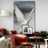 White Dove in the Clouds - Symbol of Peace and Serenity Vintage Print
