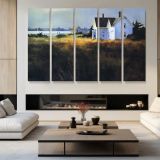 White House beyond the Marsh - multi-panel canvas displayed in a modern living room