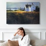 White House beyond the Marsh - single-panel canvas displayed above a sofa