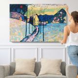 Winter Landscape by Vasily Kandinsky - single-panel canvas shown with a person for scale