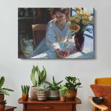 Winter-sun-large by Daniel Gerhartz - single-panel canvas displayed above a console table