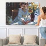 Winter-sun-large by Daniel Gerhartz - single-panel canvas shown with a person for scale