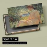 Woman at a Table in a Dim Interior - canvas rear frame and hanging hardware