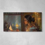 Woman by Candlelight by Daniel Gerhartz — single-panel canvas on a pale wall