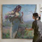 Woman Gathering Wildflowers by Daniel Gerhartz — room mockup view 3