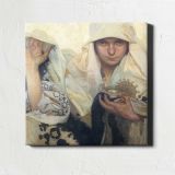 Woman Holding a Small Bird and Flowers — room mockup view 1