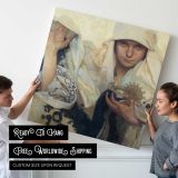 Woman Holding a Small Bird and Flowers — room mockup view 4