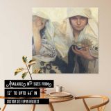 Woman Holding a Small Bird and Flowers — room mockup view 6