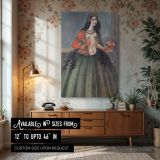Woman Holding Rose - Qajar Dynasty Traditional Skirt and Red Jacket canvas wall art