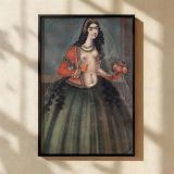 Woman Holding Rose - Qajar Dynasty Traditional Skirt and Red Jacket canvas wall art - Image 2