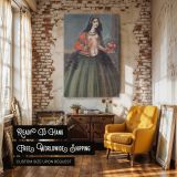 Woman Holding Rose - Qajar Dynasty Traditional Skirt and Red Jacket canvas wall art - Image 3