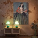 Woman Holding Rose - Qajar Dynasty Traditional Skirt and Red Jacket canvas wall art - Image 5