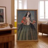 Woman Holding Rose - Qajar Dynasty Traditional Skirt and Red Jacket canvas wall art - Image 7