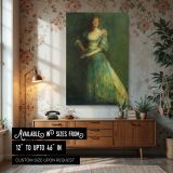 Woman in Green by Thomas Wilmer Dewing - Holding Letter in Flowing Robes canvas wall art