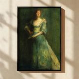 Woman in Green by Thomas Wilmer Dewing - Holding Letter in Flowing Robes canvas wall art - Image 2