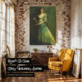 Woman in Green by Thomas Wilmer Dewing - Holding Letter in Flowing Robes canvas wall art - Image 3