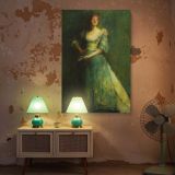 Woman in Green by Thomas Wilmer Dewing - Holding Letter in Flowing Robes canvas wall art - Image 5