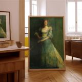 Woman in Green by Thomas Wilmer Dewing - Holding Letter in Flowing Robes canvas wall art - Image 7