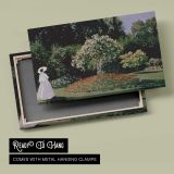 Woman in the Garden. Sainte-adresse by Claude Monet - canvas rear frame and hanging hardware