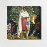 Woman in Traditional Dress with Peacocks — room mockup view 1