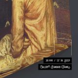 Woman Playing a Keyboard Instrument by Frederic Leighton - canvas surface and wrapped edge detail