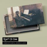 Woman Playing the Piano by Gustave Caillebotte - canvas rear frame and hanging hardware