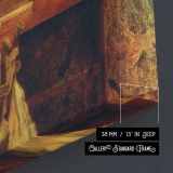 Woman Reading by the Fireplace - canvas surface and wrapped edge detail