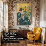 Woman Reading by Yamashita Shintaro - Green Dress and Balcony Light canvas wall art - Image 3