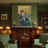 Woman Reading by Yamashita Shintaro - Green Dress and Balcony Light canvas wall art - Image 4