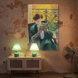 Woman Reading by Yamashita Shintaro - Green Dress and Balcony Light canvas wall art - Image 5