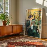 Woman Reading by Yamashita Shintaro - Green Dress and Balcony Light canvas wall art - Image 6