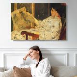 Woman Reclining on a Sofa - single-panel canvas displayed above a sofa