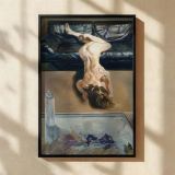 Woman Reclining Upside Down - Nude Pose with Artist Studio in View canvas wall art - Image 2