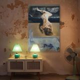 Woman Reclining Upside Down - Nude Pose with Artist Studio in View canvas wall art - Image 5