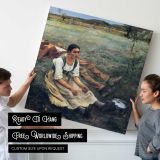 Woman Resting by a Stream — room mockup view 4