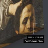 Woman with a Mirror by Caravaggio - canvas surface and wrapped edge detail