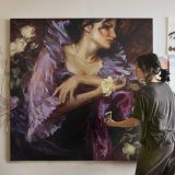 Woman with Flowers by Daniel Gerhartz — room mockup view 3