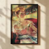 Woman with Pearl Necklace by Mary Cassatt - Theater Glow and Rosy Tones canvas wall art - Image 2