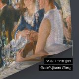Women at an Outdoor Cafe - canvas surface and wrapped edge detail