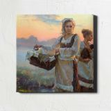 Women Carrying Laundry at Sunset by Daniel Gerhartz — room mockup view 1