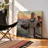 Women Carrying Laundry at Sunset by Daniel Gerhartz — room mockup view 2