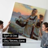Women Carrying Laundry at Sunset by Daniel Gerhartz — room mockup view 4
