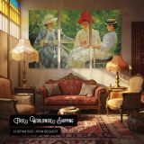 Women Resting in a Park - multi-panel canvas displayed in a classic lounge
