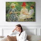 Women Resting in a Park - single-panel canvas displayed above a sofa